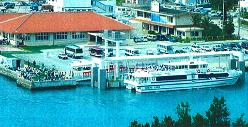 Inter island ship at Tokashiki town's floating pier